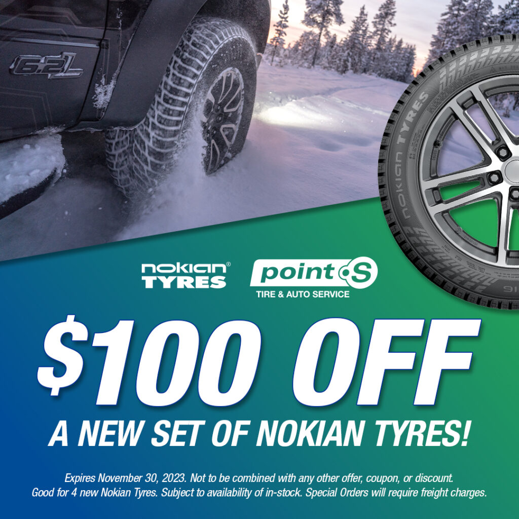 $100 off new set of Nokian tires